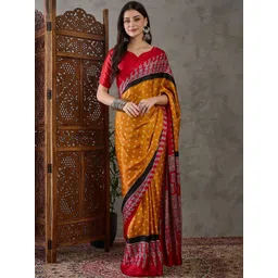 KALINI Ethnic Motifs Silk Blend Handloom Bandhani Saree-picture-26