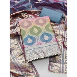 KALINI Ethnic Motifs Woven Design Organza Unstitched Dress Material-picture-24