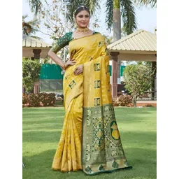 KALINI Ethnic Motifs Woven Design Zari Banarasi Saree-picture-34