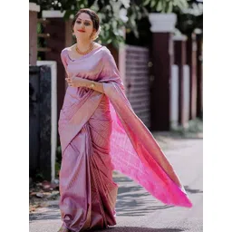 KALINI Ethnic Motifs Woven Design Zari Silk Cotton Banarasi Saree-picture-30