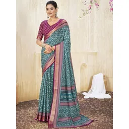 KALINI Ethnic Motifs Zari Block Print Saree-picture-35