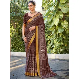 KALINI Ethnic Motifs Zari Handloom Bandhani Saree-picture-39