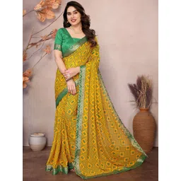 KALINI Ethnic Motifs Zari Poly Georgette Bandhani Saree-picture-36