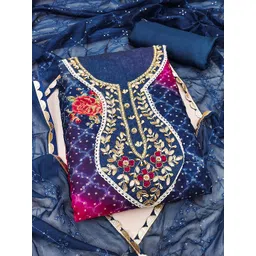 KALINI Floral Embellished Beads and Stones Organza Unstitched Dress Material-image-8