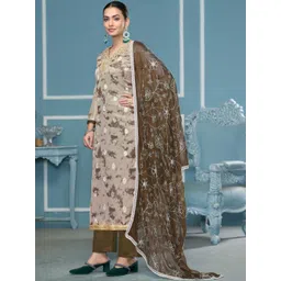 KALINI Floral Embellished Beads and Stones Organza Unstitched Dress Material-picture-14