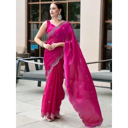 KALINI Floral Embellished Beads & Stones Saree With Blouse-picture-35