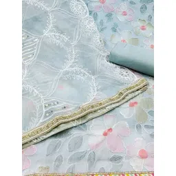 KALINI Floral Embellished Organza Unstitched Dress Material image 4