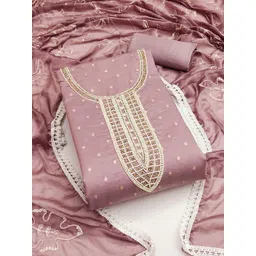 KALINI Floral Embellished Pure Cotton Unstitched Dress Material-image-5