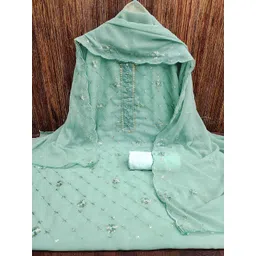 KALINI Floral Embellished Sequinned Unstitched Dress Material-image-2