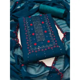 KALINI Floral Embellished Sequinned Unstitched Dress Material-picture-23