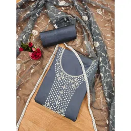 KALINI Floral Embellished Unstitched Dress Material-image-10