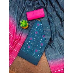 KALINI Floral Embroidered Embellished Cotton Unstitched Dress Material-picture-33