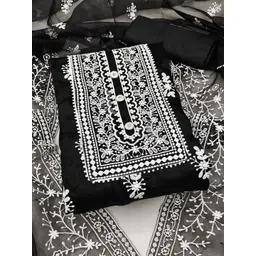 KALINI Floral Embroidered Organza Unstitched Dress Material-picture-18