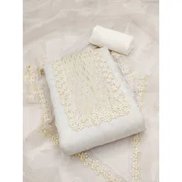 KALINI Floral Embroidered Organza Unstitched Dress Material-picture-30