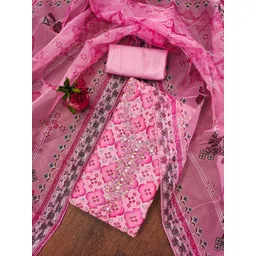 KALINI Floral Embroidered Organza Unstitched Dress Material-image-44