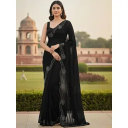 KALINI Floral Embroidered Poly Georgette Heavy Work Saree-picture-37