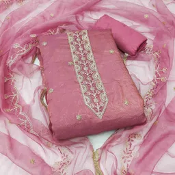 KALINI Floral Embroidered Sequinned Unstitched Dress Material-picture-11