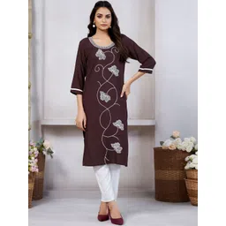 KALINI Floral Embroidered Thread Work Handloom Thread Work Kurti-picture-26