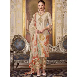 KALINI Floral Embroidered Thread Work Kurta with Trousers & Dupatta-picture-33