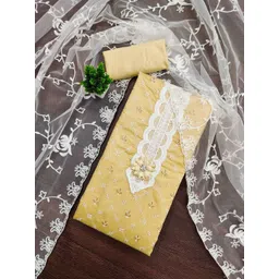 KALINI Floral Embroidered Thread Work Modal Silk Unstitched Dress Material-picture-25