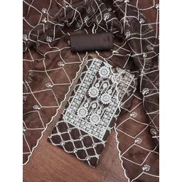 KALINI Floral Embroidered Thread Work Organza Unstitched Dress Material-picture-17