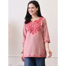 KALINI Floral Embroidered Thread Work Pure Cotton Kurti-picture-33