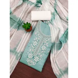 KALINI Floral Embroidered Thread Work Unstitched Dress Material-picture-11