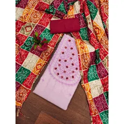 KALINI Floral Embroidered Thread Work Unstitched Dress Material-picture-15