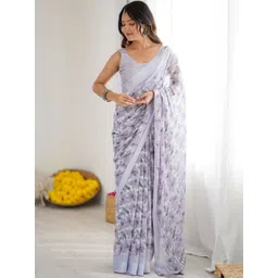 KALINI Floral Poly Georgette Block Print Saree-picture-16