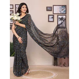 KALINI Floral Poly Georgette Half and Half Saree-picture-33