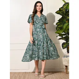KALINI Floral Print Flared Sleeve Midi Dress-image-24