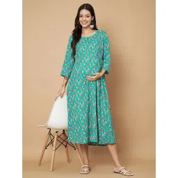 KALINI Floral Print Maternity A-Line Maxi Dress-image-45