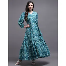 KALINI Floral Print Puff Sleeve Fit & Flare Maxi Dress-image-33