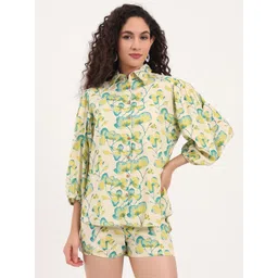 KALINI Floral Print Shirt & Shorts With Top-image-26