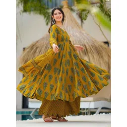 KALINI Floral Printed Angrakha Thread Work Anarkali Kurta With Palazzos & Dupatta-picture-22