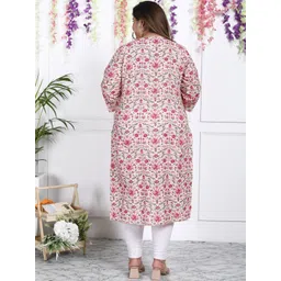 KALINI Floral Printed Checked Straight Kurta image 5