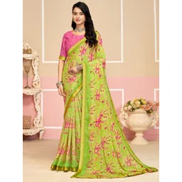 KALINI Floral Printed Designer Saree With Unstitched Blouse Piece-picture-40