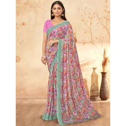KALINI Floral Printed Designer Saree With Unstitched Blouse Piece-picture-40