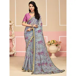 KALINI Floral Printed Embellished Lace WorkSaree-picture-32