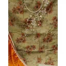 KALINI Floral Printed Embellished Unstitched Dress Material image 2