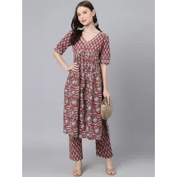 KALINI Floral Printed Empire Kurta With Trousers-picture-27