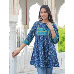 KALINI Floral Printed Flared A-Line Kurti-picture-36