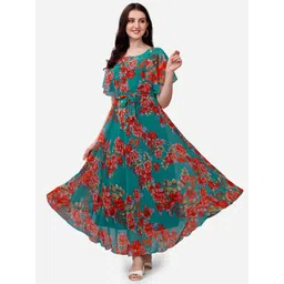 KALINI Floral Printed Flared Sleeves Maxi Dress-picture-33