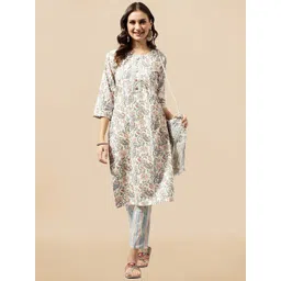 KALINI Floral Printed Gotta Patti Pure Cotton Kurta With Trouser-picture-19