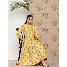 KALINI Floral Printed Mandarin Collar Gown Dress-picture-41