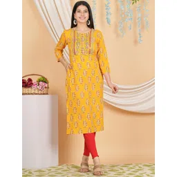 KALINI Floral Printed Mirror Work Straight Kurta-picture-40