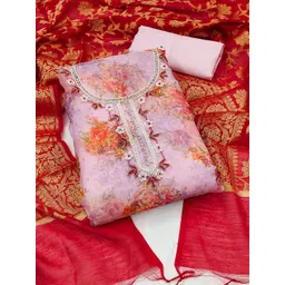 KALINI Floral Printed Organza Unstitched Dress Material-picture-38