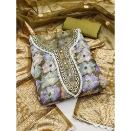 KALINI Floral Printed Organza Unstitched Dress Material-picture-13