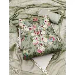 KALINI Floral Printed Organza Unstitched Dress Material-picture-23