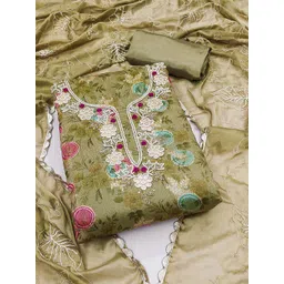 KALINI Floral Printed Organza Unstitched Dress Material-picture-35